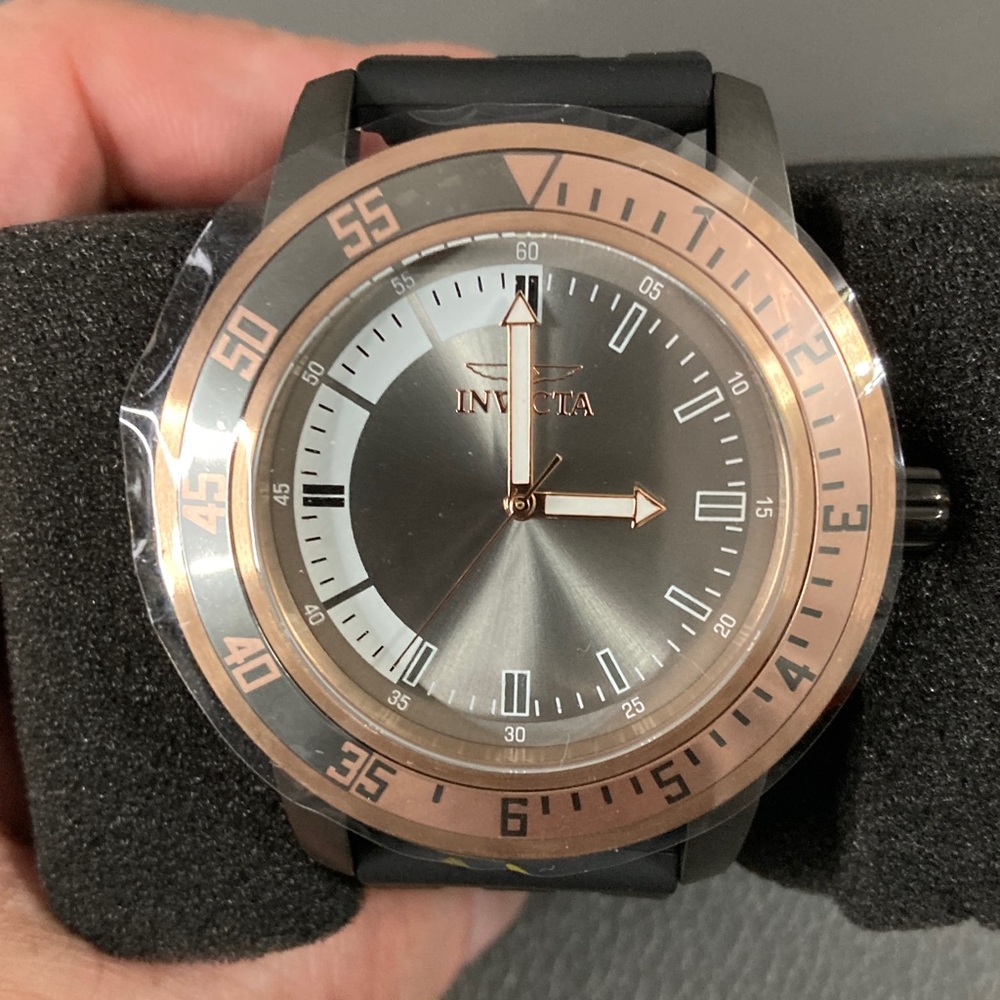 Invicta Men's Watch Black and Rose Gold Tone Dial